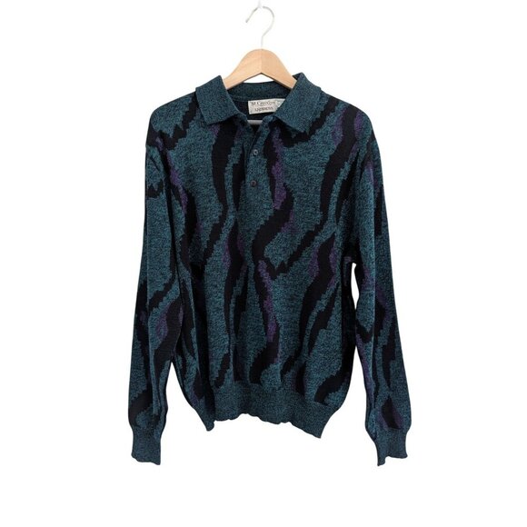 Vintage St. Croix Knits Sweater Polo 90s Design Men's Size L - Picture 1 of 8